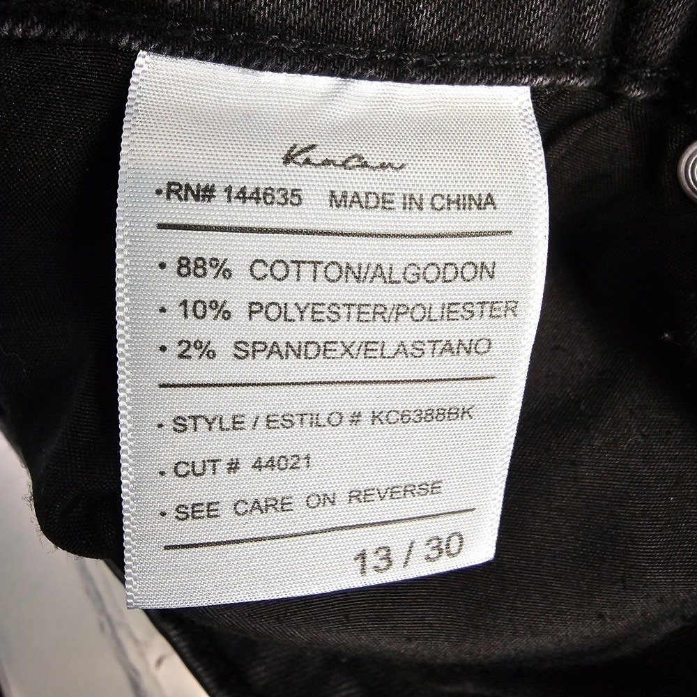 KanCan Jeans Womens 13/30 Black Flared Denim Pants High Rise Faux Leather Trim - Picture 6 of 12